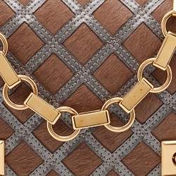 Pre Owned Marc Jacobs Brown/Grey Calfhair and Suede Flap Shoulder Bag