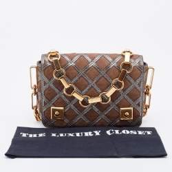 Pre Owned Marc Jacobs Brown/Grey Calfhair and Suede Flap Shoulder Bag