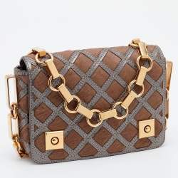 Pre Owned Marc Jacobs Brown/Grey Calfhair and Suede Flap Shoulder Bag