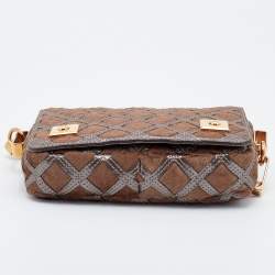 Pre Owned Marc Jacobs Brown/Grey Calfhair and Suede Flap Shoulder Bag