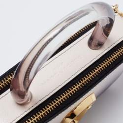 Pre Owned Marc Jacobs White/Grey Leather Resin Handle Snapshot CrossBody Bag