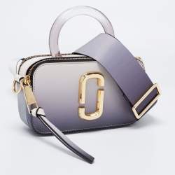 Pre Owned Marc Jacobs White/Grey Leather Resin Handle Snapshot CrossBody Bag