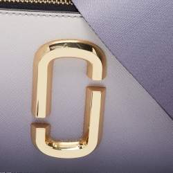 Pre Owned Marc Jacobs White/Grey Leather Resin Handle Snapshot CrossBody Bag