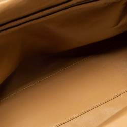 Pre Owned Marc Jacobs Beige Quilted Ostritch Leather Stam Satchel