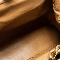 Pre Owned Marc Jacobs Beige Quilted Ostritch Leather Stam Satchel