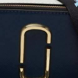 Pre Owned Marc Jacobs Two Tone Blue Leather Snapshot Crossbody Bag