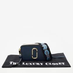 Pre Owned Marc Jacobs Two Tone Blue Leather Snapshot Crossbody Bag