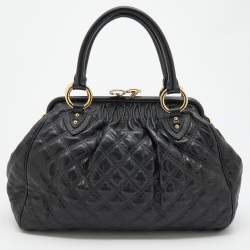 Pre Owned Marc Jacobs Black Quilted Leather Stam Satchel