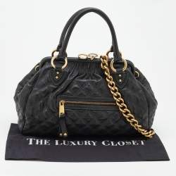Pre Owned Marc Jacobs Black Quilted Leather Stam Satchel