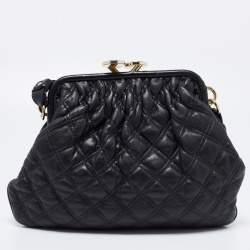 Pre Owned Marc Jacobs Black Quilted Leather Little Stam Shoulder Bag