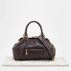 Pre Owned Marc Jacobs Etoupe Quilted Leather Stam Satchel