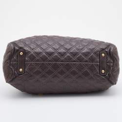 Pre Owned Marc Jacobs Etoupe Quilted Leather Stam Satchel