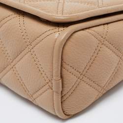 Pre Owned Marc Jacobs Tan Quilted Leather The Status Flap Crossbody Bag