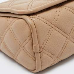 Pre Owned Marc Jacobs Tan Quilted Leather The Status Flap Crossbody Bag