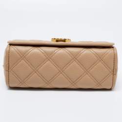Pre Owned Marc Jacobs Tan Quilted Leather The Status Flap Crossbody Bag