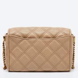 Pre Owned Marc Jacobs Tan Quilted Leather The Status Flap Crossbody Bag