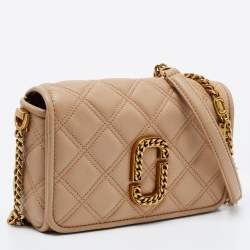 Pre Owned Marc Jacobs Tan Quilted Leather The Status Flap Crossbody Bag