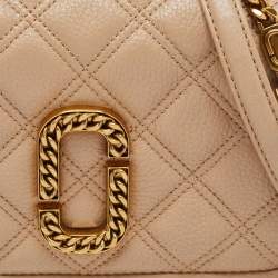 Pre Owned Marc Jacobs Tan Quilted Leather The Status Flap Crossbody Bag
