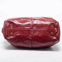 Pre Owned Marc Jacobs Red Patent Leather Stam Satchel