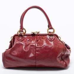 Pre Owned Marc Jacobs Red Patent Leather Stam Satchel