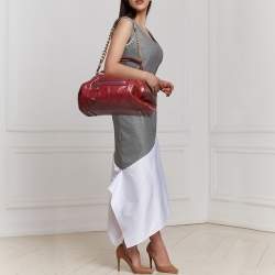 Pre Owned Marc Jacobs Red Patent Leather Stam Satchel