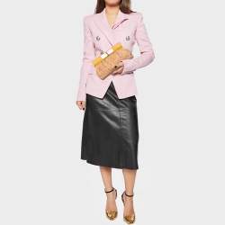 Marc Jacobs Beige/Yellow Quilted Leather Turnlock Clutch