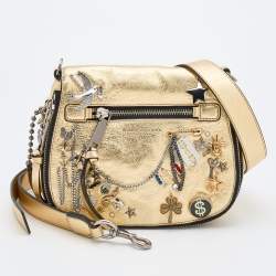 Marc Jacobs Gold Leather Charms and Trinkets Saddle Shoulder Bag