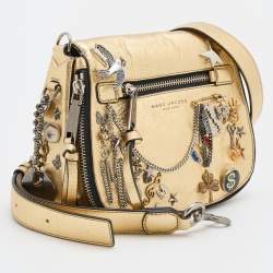 Marc Jacobs Gold Leather Charms and Trinkets Saddle Shoulder Bag