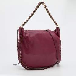 Marc Jacobs Burgundy Leather Lace Nomad Hobo
