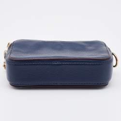 Pre Owned Marc Jacobs Navy Blue Leather Double Zip Crossbody Bag