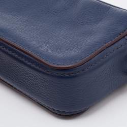 Pre Owned Marc Jacobs Navy Blue Leather Double Zip Crossbody Bag