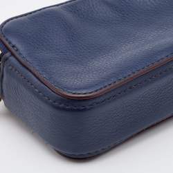 Pre Owned Marc Jacobs Navy Blue Leather Double Zip Crossbody Bag