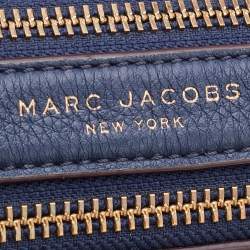Pre Owned Marc Jacobs Navy Blue Leather Double Zip Crossbody Bag