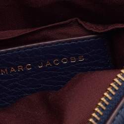 Pre Owned Marc Jacobs Navy Blue Leather Double Zip Crossbody Bag