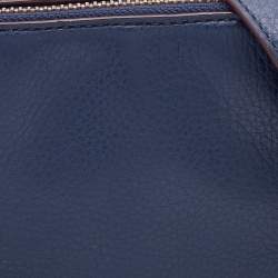 Pre Owned Marc Jacobs Navy Blue Leather Double Zip Crossbody Bag