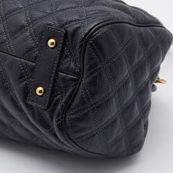 Pre Owned Marc Jacobs Black Quilted Leather Stam Satchel Bag