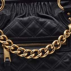 Pre Owned Marc Jacobs Black Quilted Leather Stam Satchel Bag