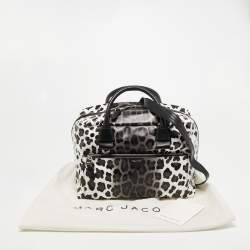 Pre Owned Marc Jacobs Black/White Animal Print Leather Small Antonia Boston Bag