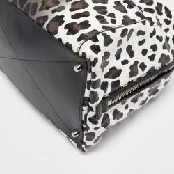 Pre Owned Marc Jacobs Black/White Animal Print Leather Small Antonia Boston Bag