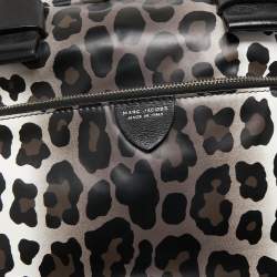 Pre Owned Marc Jacobs Black/White Animal Print Leather Small Antonia Boston Bag