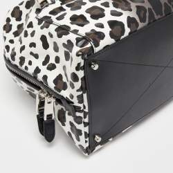 Pre Owned Marc Jacobs Black/White Animal Print Leather Small Antonia Boston Bag