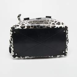 Pre Owned Marc Jacobs Black/White Animal Print Leather Small Antonia Boston Bag