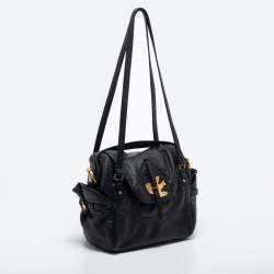 Marc Jacobs Black Leather Petal to the Metal Natasha Bird Shoulder Bag