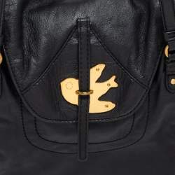 Marc Jacobs Black Leather Petal to the Metal Natasha Bird Shoulder Bag