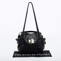 Marc Jacobs Black Leather Petal to the Metal Natasha Bird Shoulder Bag