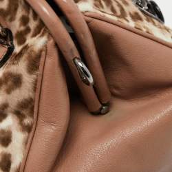 Pre Owned Marc Jacobs Dusty Pink Animal Printed Calf Hair and Leather Stam Satchel