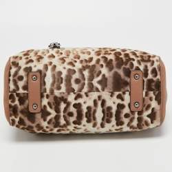 Pre Owned Marc Jacobs Dusty Pink Animal Printed Calf Hair and Leather Stam Satchel