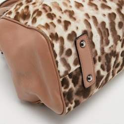 Pre Owned Marc Jacobs Dusty Pink Animal Printed Calf Hair and Leather Stam Satchel