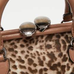 Pre Owned Marc Jacobs Dusty Pink Animal Printed Calf Hair and Leather Stam Satchel