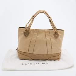 Pre Owned Marc Jacobs Beige Leather Mix Quilted Classic East-West Tote Bag